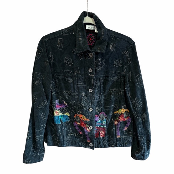Chico's Jackets & Blazers - CHICO'S Embroidered Jacket Tribal Bohemian Musicians Black 1‎ S-M